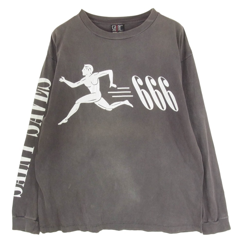 SAINT MICHAEL セントマイケル カットソー 22SS SM-S22-0000-029 SAINT Mxxxxxx LS TEE RUNNING グラフィックプリント 長袖カットソー グレー系 XL【中古】