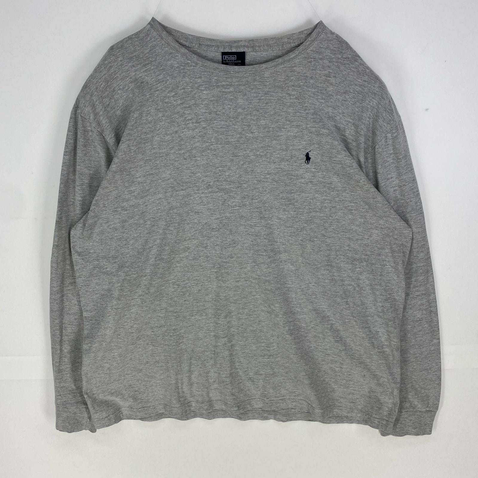 古着 ポロバイラルフローレン Polo by Ralph Lauren USA製 長袖Tシャツ ワンポイント刺繍 ロンT ロングスリーブ L  グレー系 メンズ