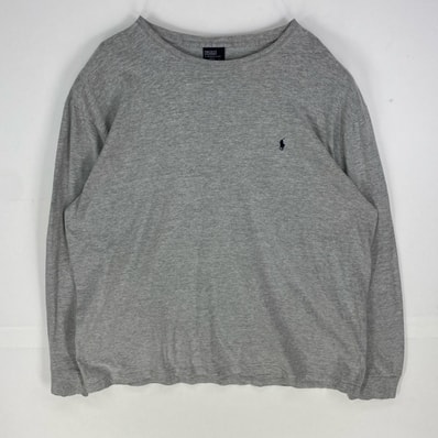 古着 ポロバイラルフローレン Polo by Ralph Lauren USA製 長袖Tシャツ ワンポイント刺繍 ロンT ロングスリーブ L グレー系 メンズ