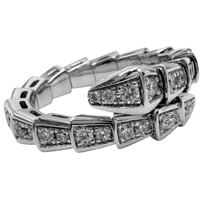 BVLGARI ブルガリ 指輪 セルペンティ ヴァイパー ジュエリー アクセサリー リング フルパヴェ Au750 18金 K18ホワイトゴールド ダイヤモンド0.66ct 354708 シルバー レディース 約6.1g 美品【中古品】