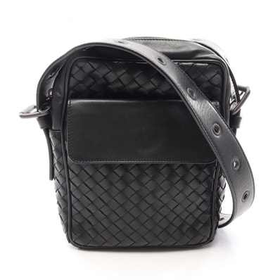 ボッテガヴェネタ BOTTEGA VENETA イントレチャート ショルダーバッグ バッグ レザー メンズ ブラック系 【中古】