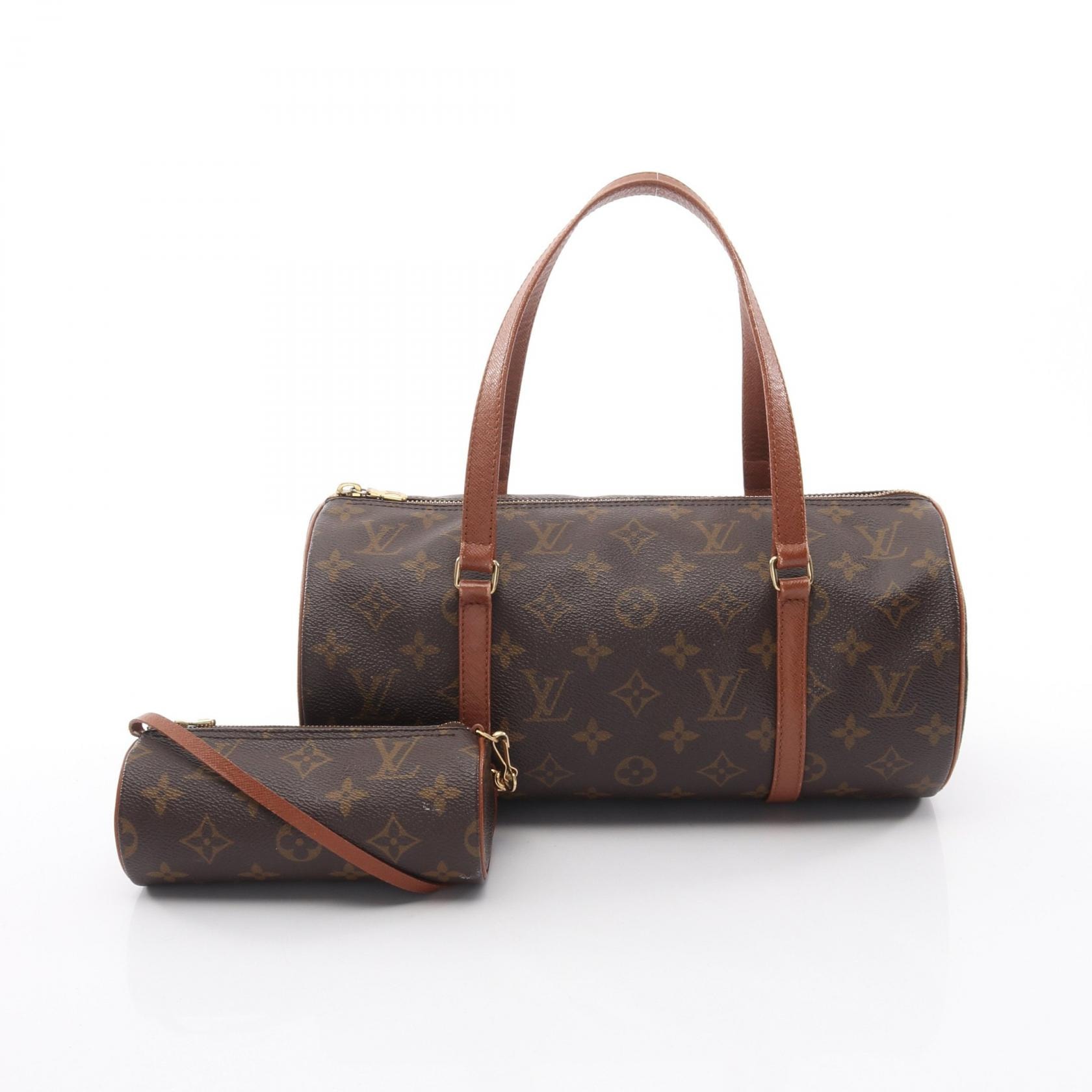 ルイ・ヴィトン LOUIS VUITTON パピヨン30 旧型 ハンドバッグ バッグ PVCコーティングキャンバス レザー モノグラム レディース ブラウン系 M51365 【中古】