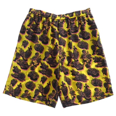 Stella McCartney ステラマッカートニー ショートパンツ 23 OLD BOND ST. LONDON シルク 総柄グラフィック ショーツ ハーフパンツ イエロー系 M【美品】【中古】
