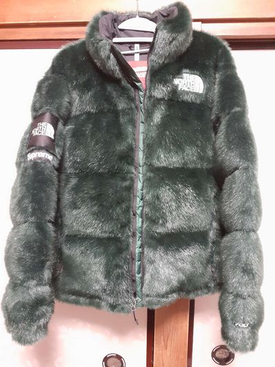 Supreme x The North Face Faux Fur Nuptse Jacket "Green"