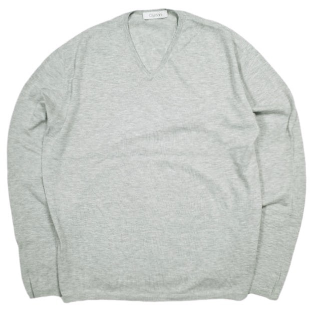 CRUCIANI クルチアーニ イタリア製 コットンハイゲージVネックニット 細リブモデル JU1111 50 ライトグレー セーター プルオーバー トップス g24233