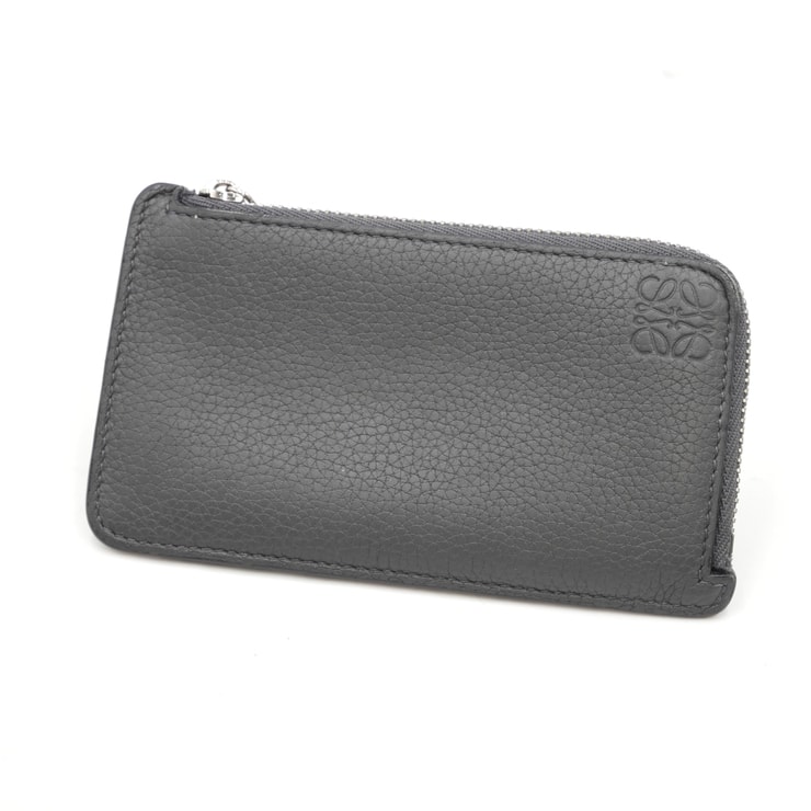 LOEWE(ロエベ)コインカードホルダー フラグメントケース カードケース コインケース ブラック レザー シルバー金具 アナグラム メンズ レディース【中古】