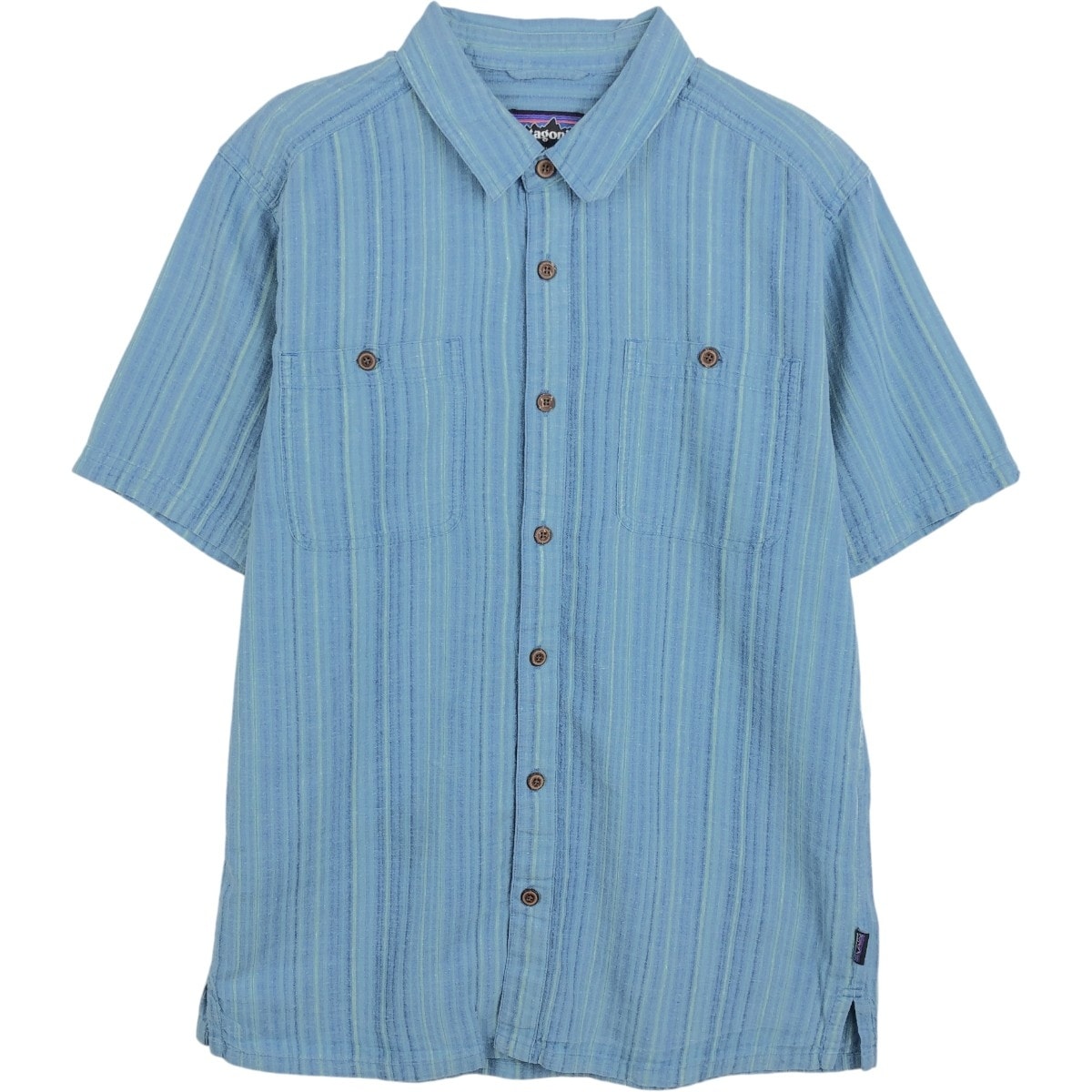 古着 パタゴニア Patagonia バックステップシャツ 53139SP16 ストライプ柄 半袖 コットン×ヘンプシャツ ボックスシャツ メンズM相当/eaa670040