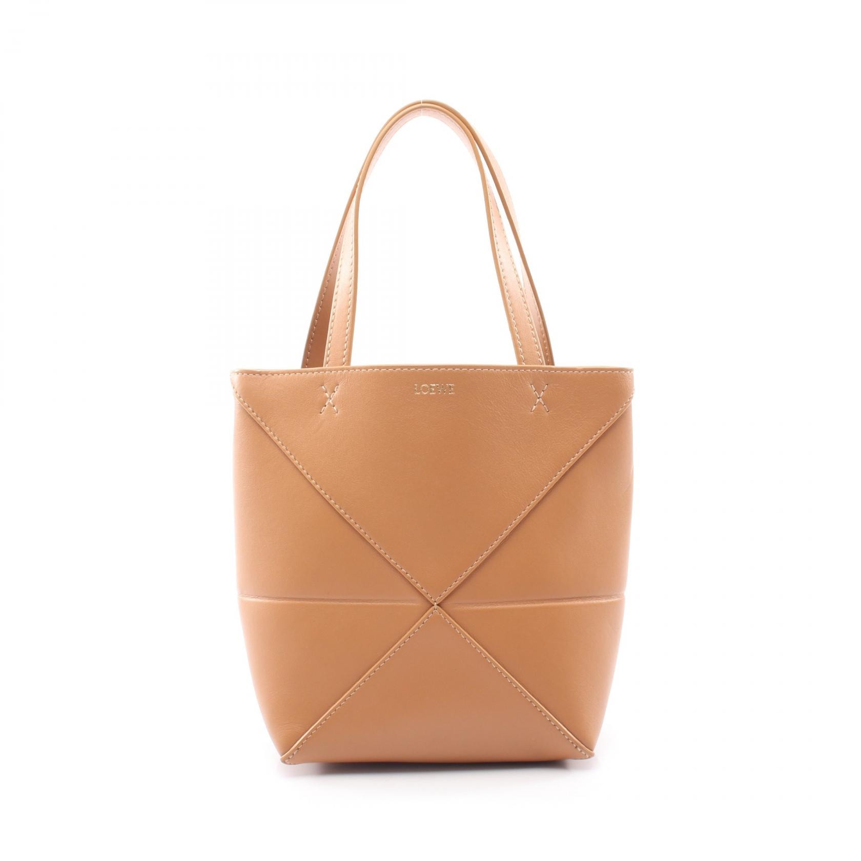 ロエベ LOEWE パズルフォルド ミニ ハンドバッグ バッグ レザー レディース ブラウン系 A657V25X01 【中古】