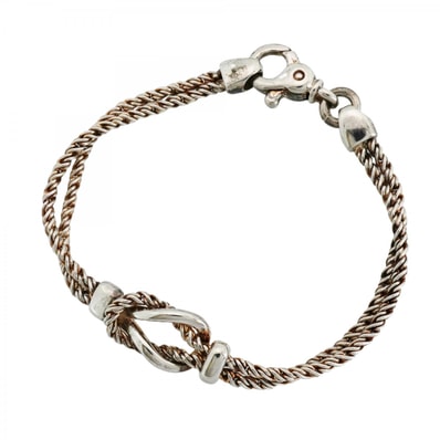 【6jfb0022-k】ティファニー ブレスレット センターノット/ダブルロープ シルバー925【中古】メンズ レディース ユニセックス