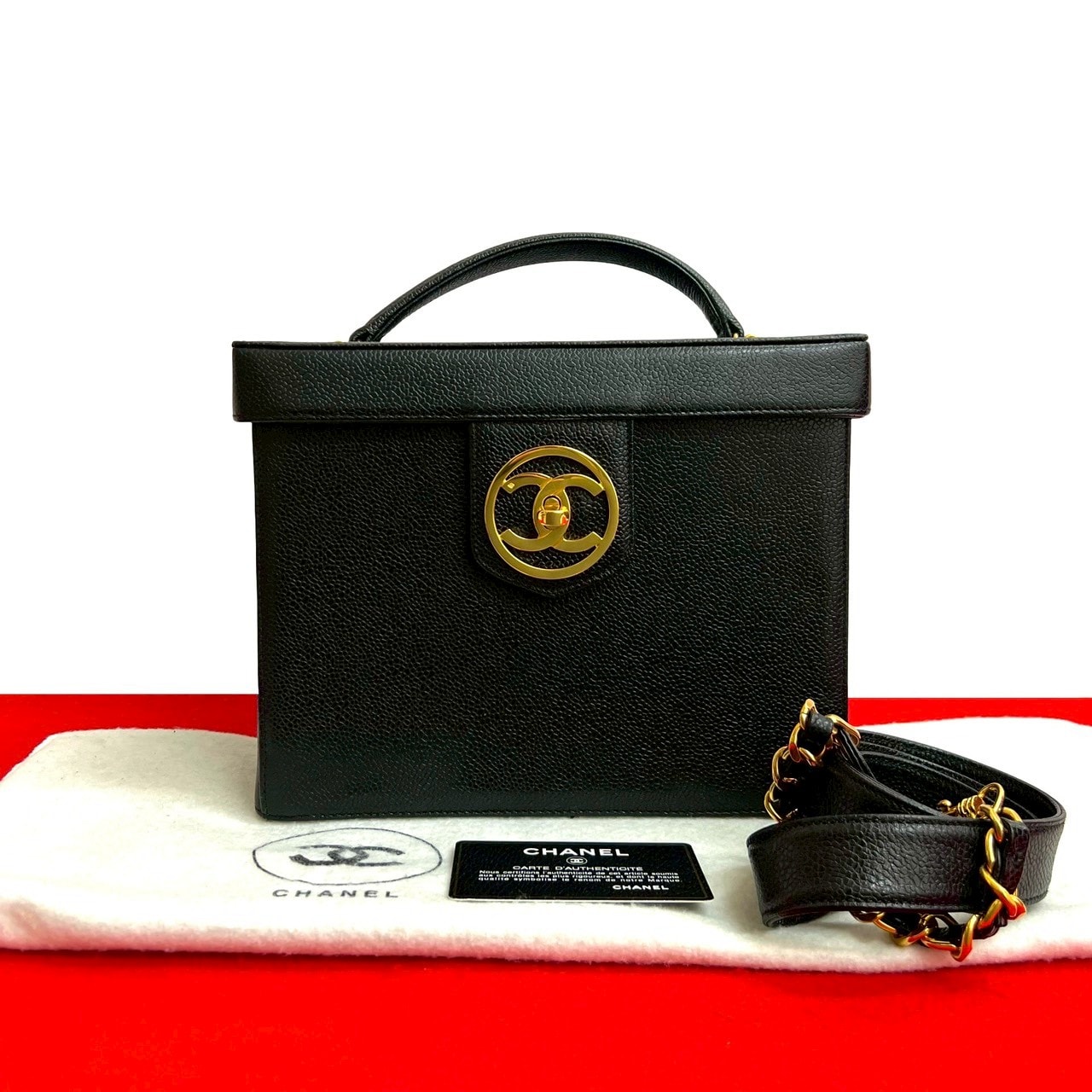 CHANEL シャネル ココマーク キャビアスキン ショルダーバッグ ブラック
 4839a