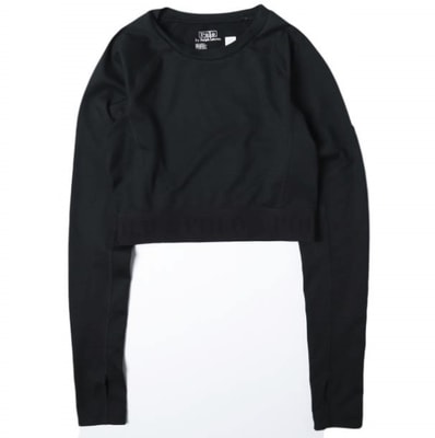 POLO RALPH LAUREN ポロ・ラルフローレン ロゴウエストバンド クロップドプルオーバー XS BLACK ロングスリーブTシャツ 定価25,300円 トップス g27299