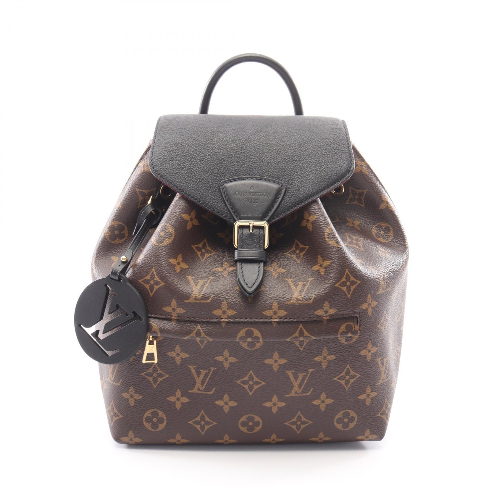 ルイ・ヴィトン LOUIS VUITTON モンスリ NM PM モノグラム リュックサック バックパック バッグ PVCコーティングキャンバス レザー レディース ブラウン系 / ブラック系 M45515 【中古】