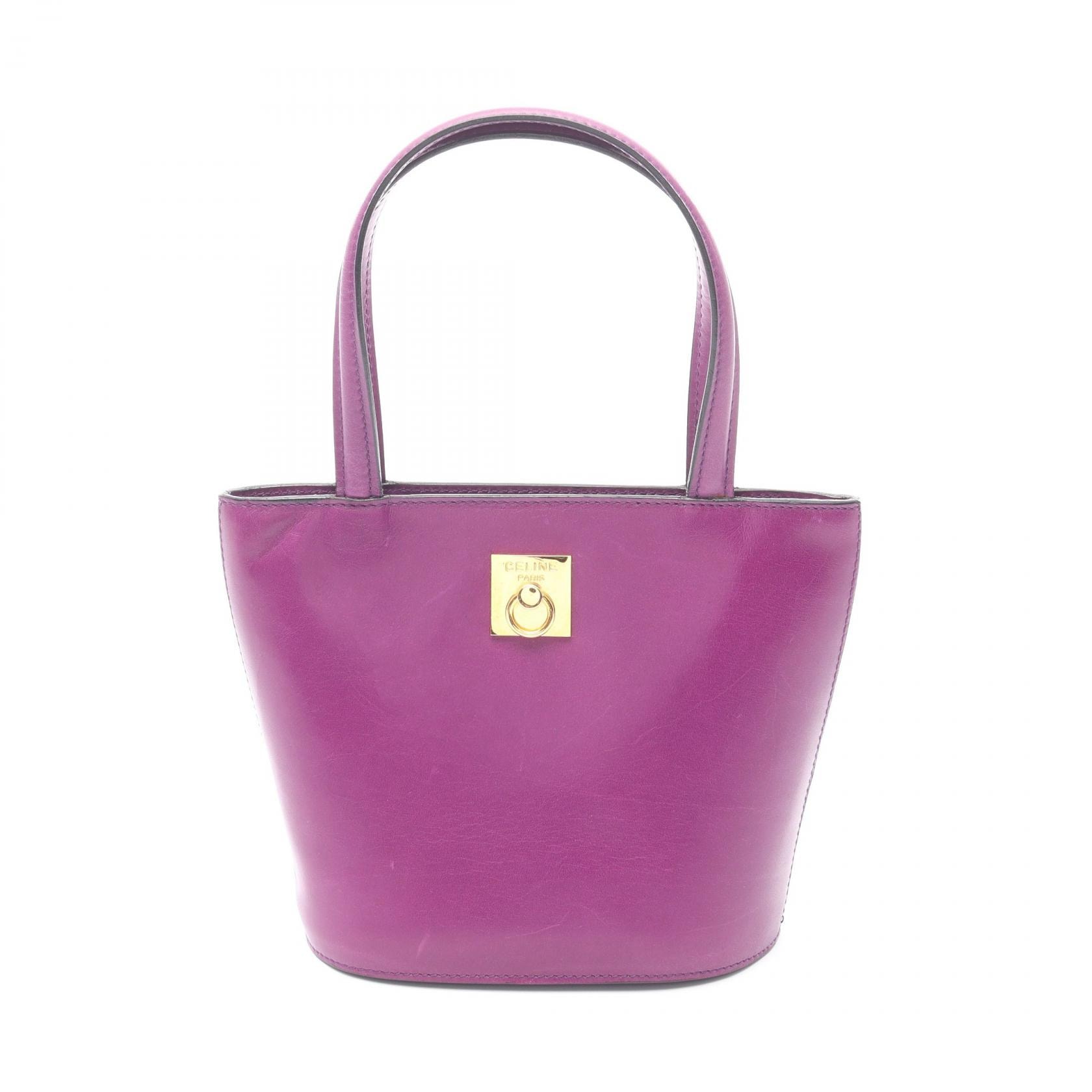 セリーヌ CELINE ミニトート ハンドバッグ バッグ レザー レディース パープル系 【中古】