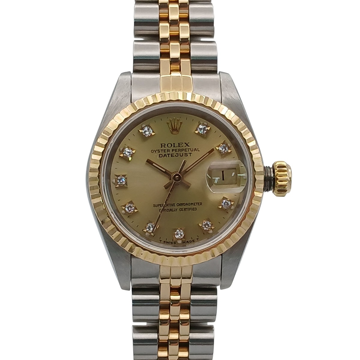 ROLEX ロレックス デイトジャスト 10P 26mm 腕時計 69173G K18イエローゴールド ステンレススチール ゴールド シルバー  レディース【中古】