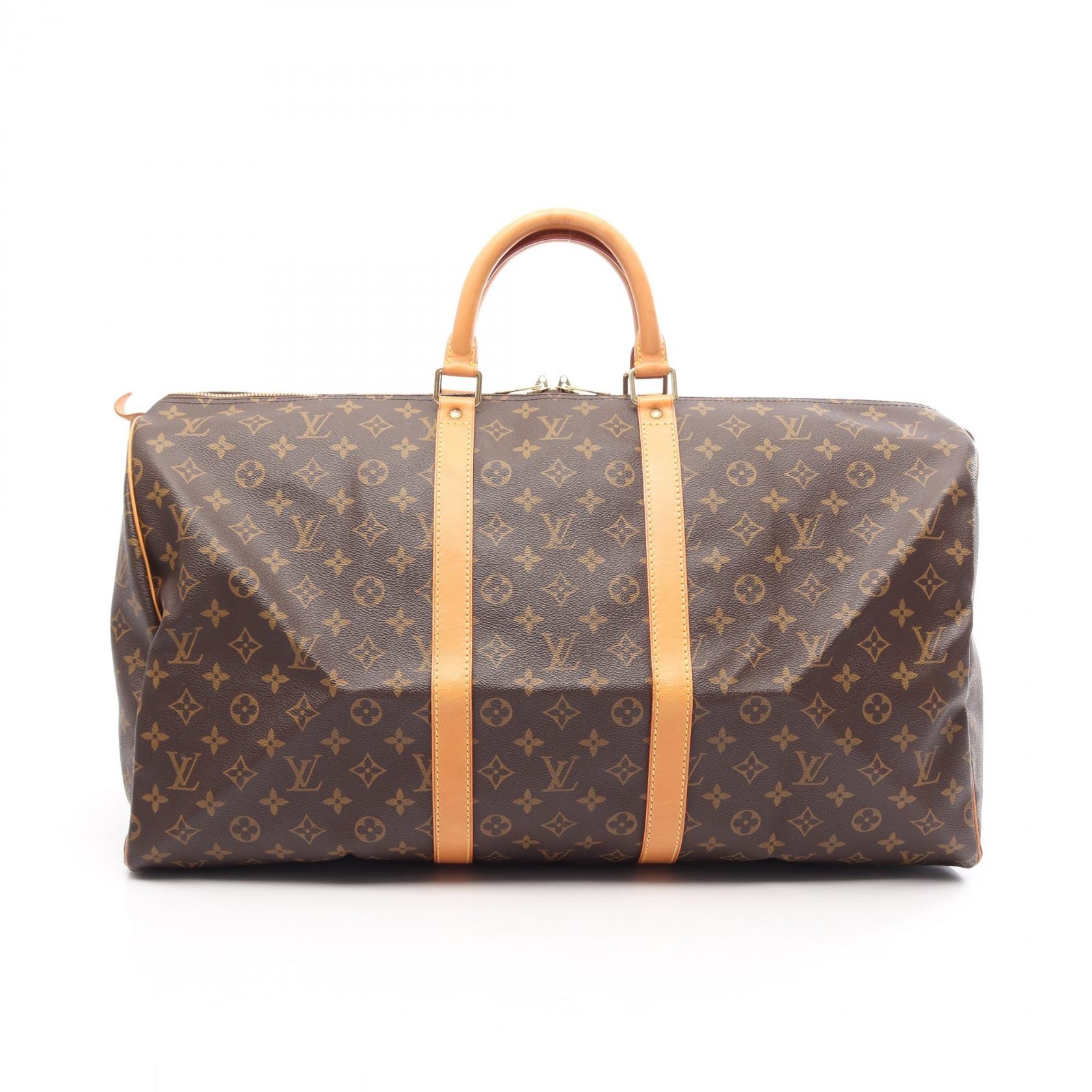 ルイ・ヴィトン LOUIS VUITTON キーポル55 モノグラム ボストンバッグ バッグ PVCコーティングキャンバス レザー メンズ レディース ブラウン系 M41424 【中古】
