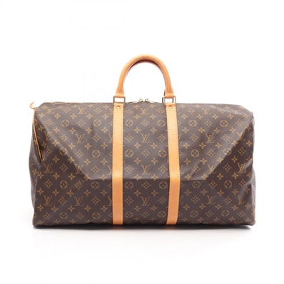 ルイ・ヴィトン LOUIS VUITTON キーポル55 モノグラム ボストンバッグ バッグ PVCコーティングキャンバス レザー メンズ レディース ブラウン系 M41424 【中古】