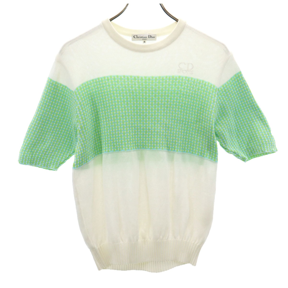 Christian Dior SPORTS クリスチャンディオールスポーツ 90s オールド 半袖 ニット M ホワイト