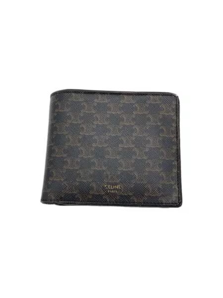 CELINE Bi-fold Wallet With Coin Compartment In Triomphe Canvas "Black"