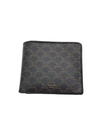 CELINE Bi-fold Wallet With Coin Compartment In Triomphe Canvas "Black"