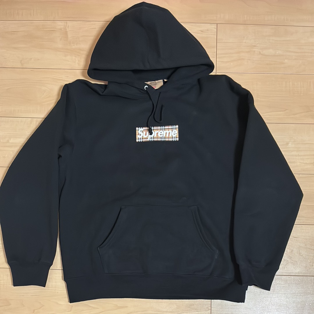 Supreme / Burberry Box Logo Hooded Sweatshirt "Black"