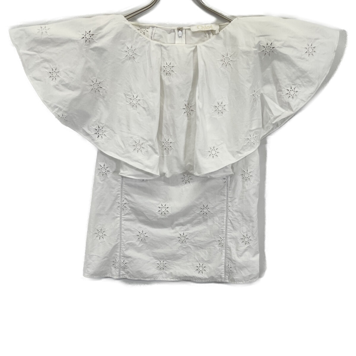 クロエ CHC23SHT2748110136 ﾎﾜｲﾄ ｺｯﾄﾝ ﾗｯﾌﾙ ﾌﾞﾗｳｽ 36