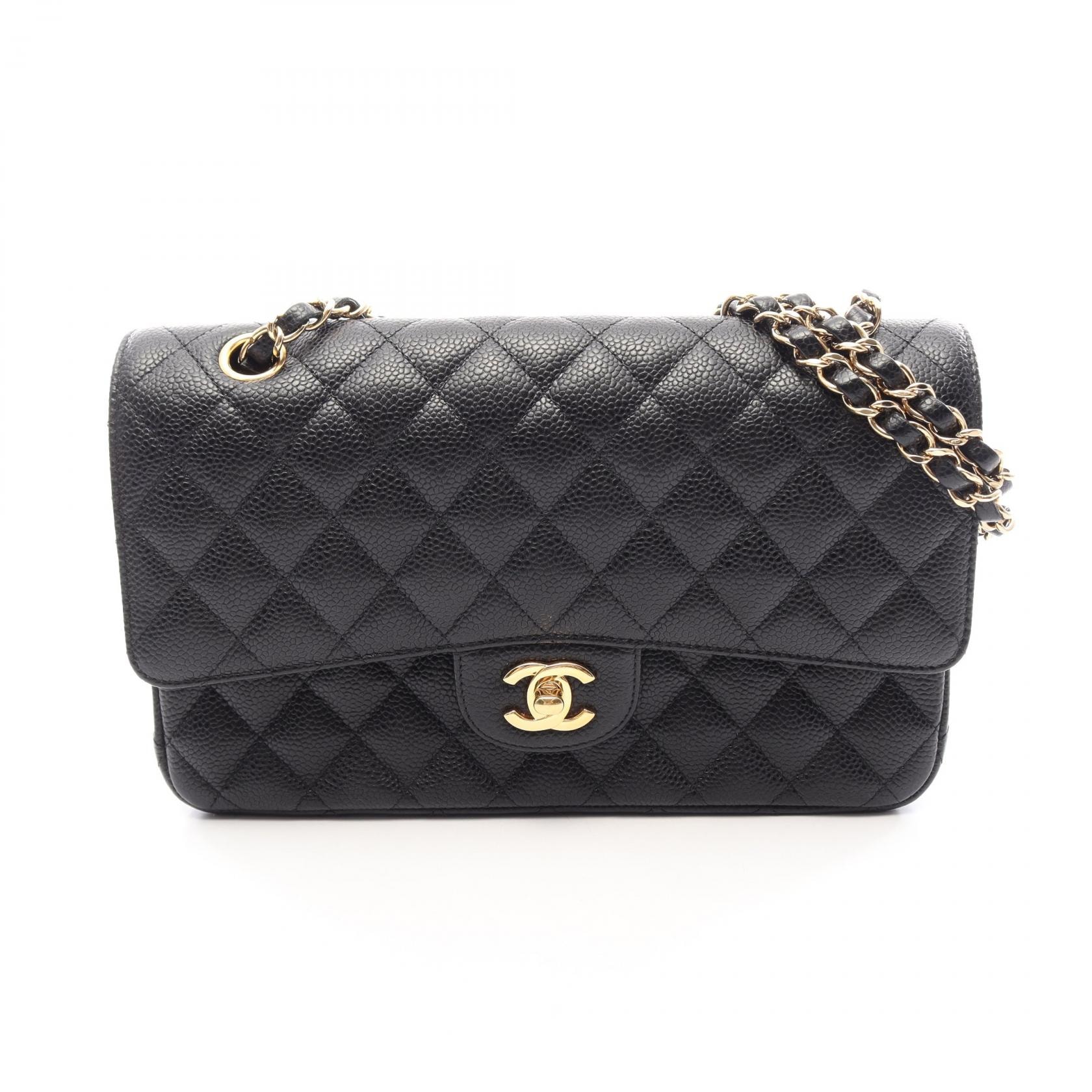 シャネル CHANEL マトラッセ Wフラップ ショルダーバッグ バッグ キャビアスキン(グレインドカーフ) レディース ブラック系 【中古】