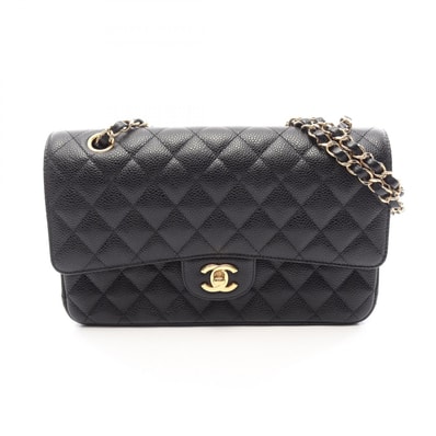 シャネル CHANEL マトラッセ Wフラップ ショルダーバッグ バッグ キャビアスキン(グレインドカーフ) レディース ブラック系 【中古】