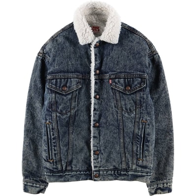 古着 80~90年代 リーバイス Levi's 70609-0227 ケミカルウォッシュ 中綿入り デニムボアジャケット USA製 メンズXS相当 ヴィンテージ/eaa601335