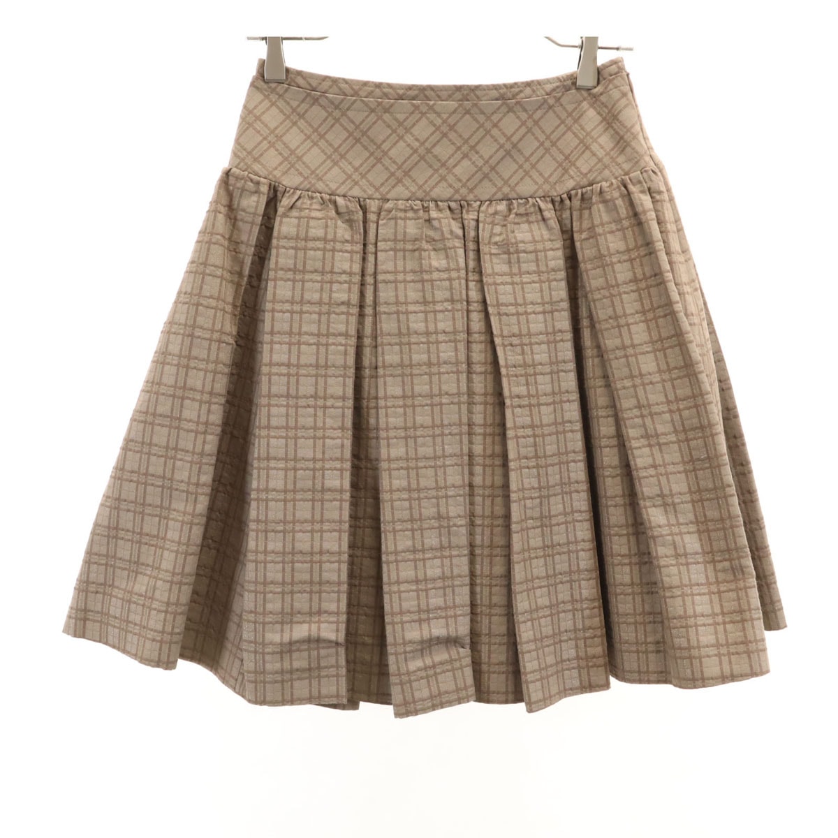 BURBERRY BLACK LABEL バーバリーブラックレーベル 日本製 チェック柄 ミニ丈 プリーツスカート 38 アッシュブラウン 三陽商会