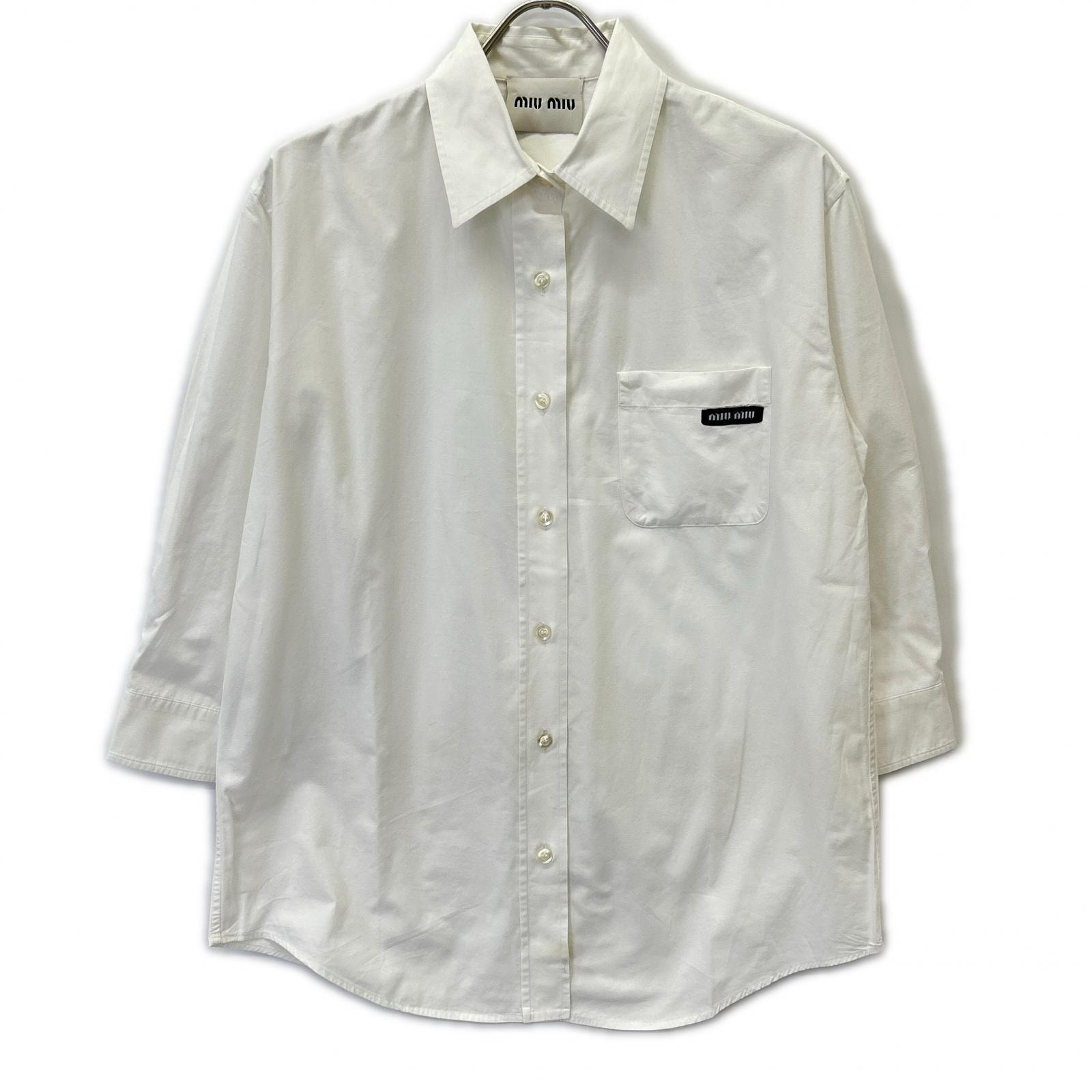 ミュウミュウ DNA067 ホワイト ロゴシャツ 40