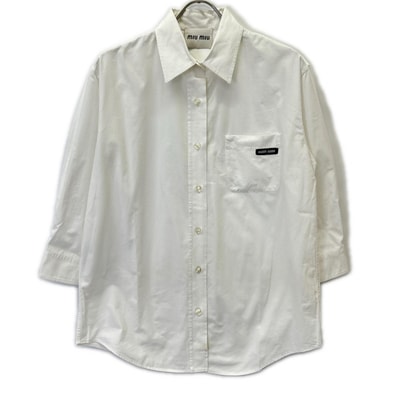ミュウミュウ DNA067 ホワイト ロゴシャツ 40