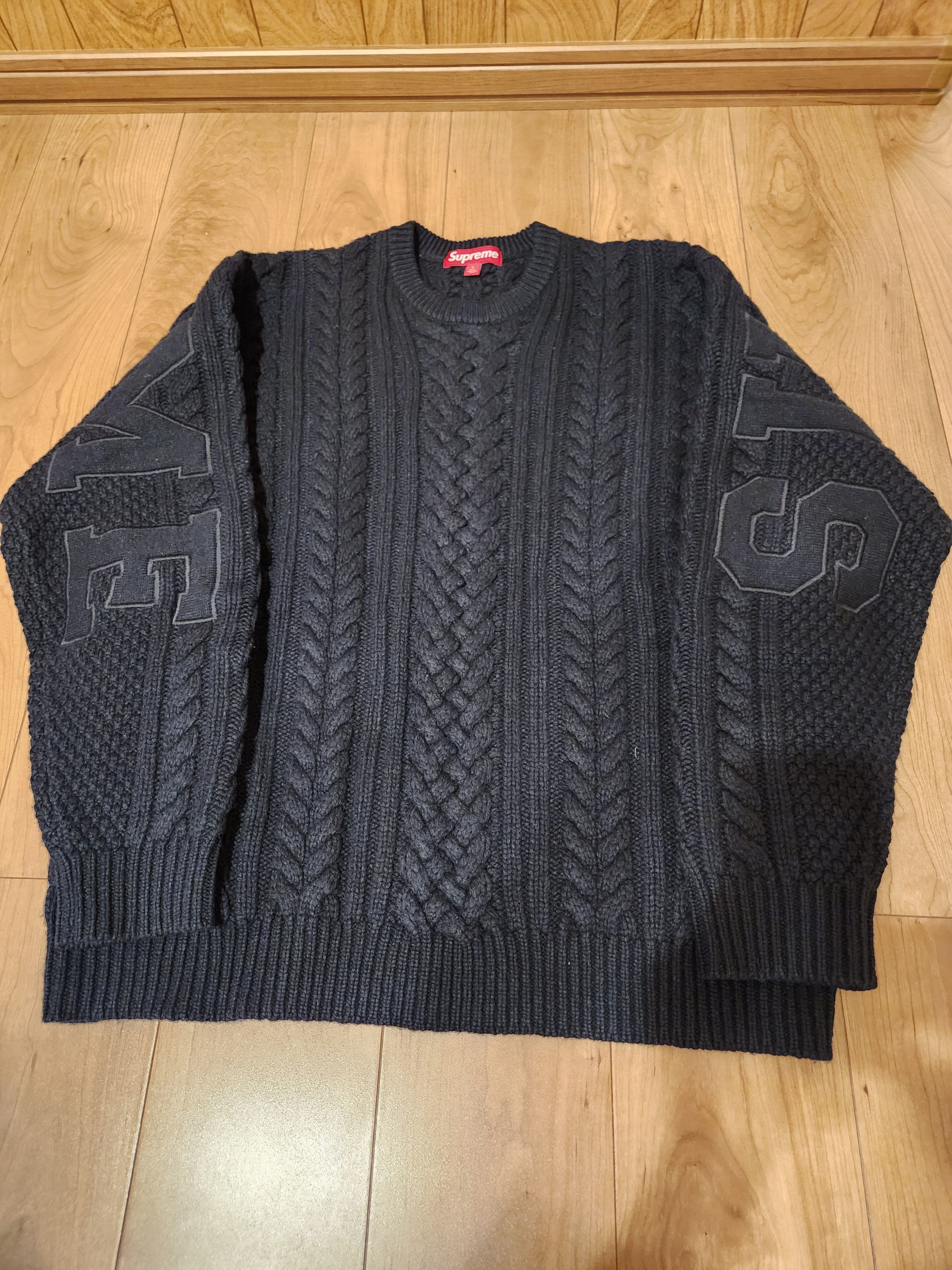 Supreme Applique Cable Knit Sweater "Black"