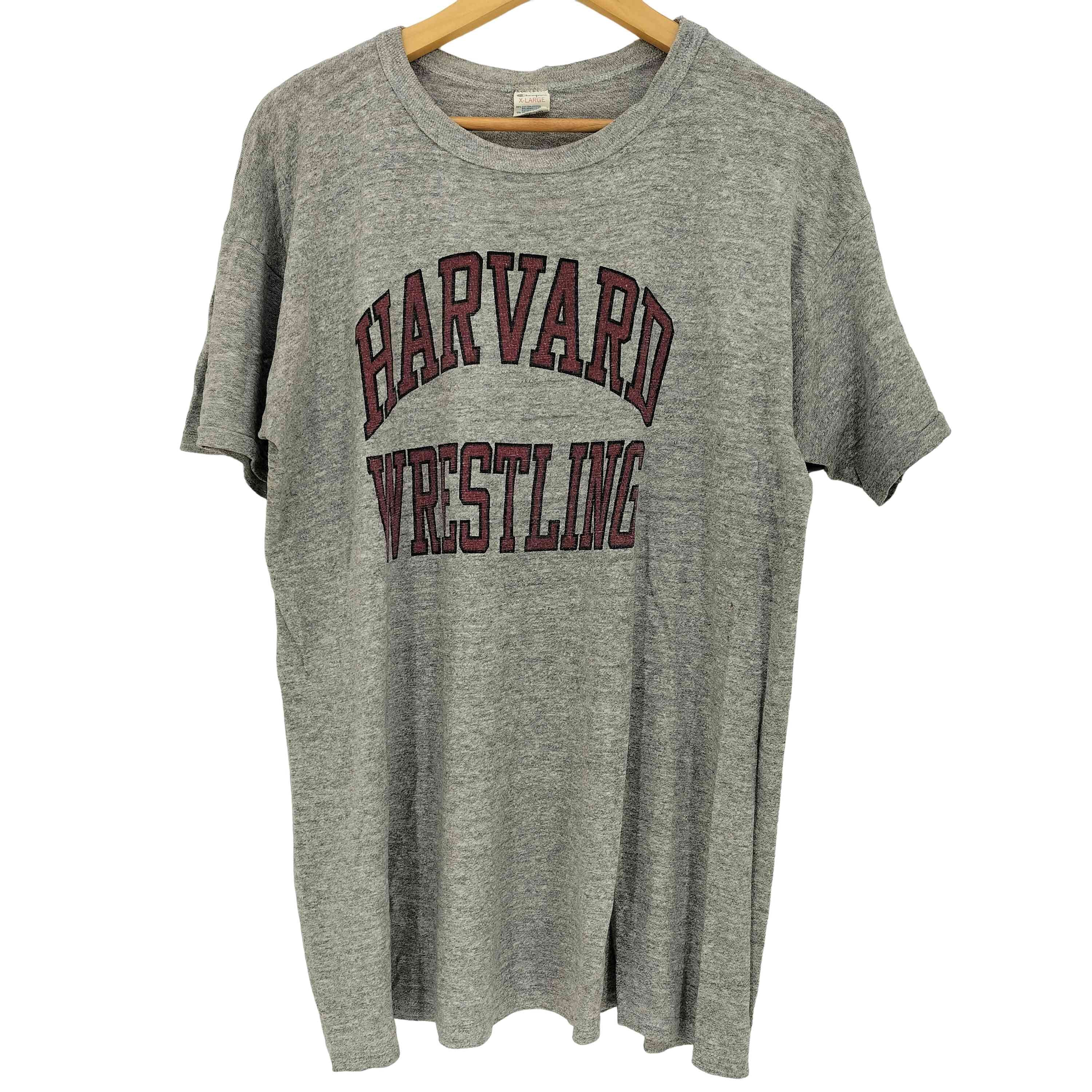 83~85年製 USA製 トリコタグ 後期 袖シングル 染み込みプリント HARVARD WRESTLING アーチ2段 プリント 霜降り 88 Tシャツ【1143842972414】