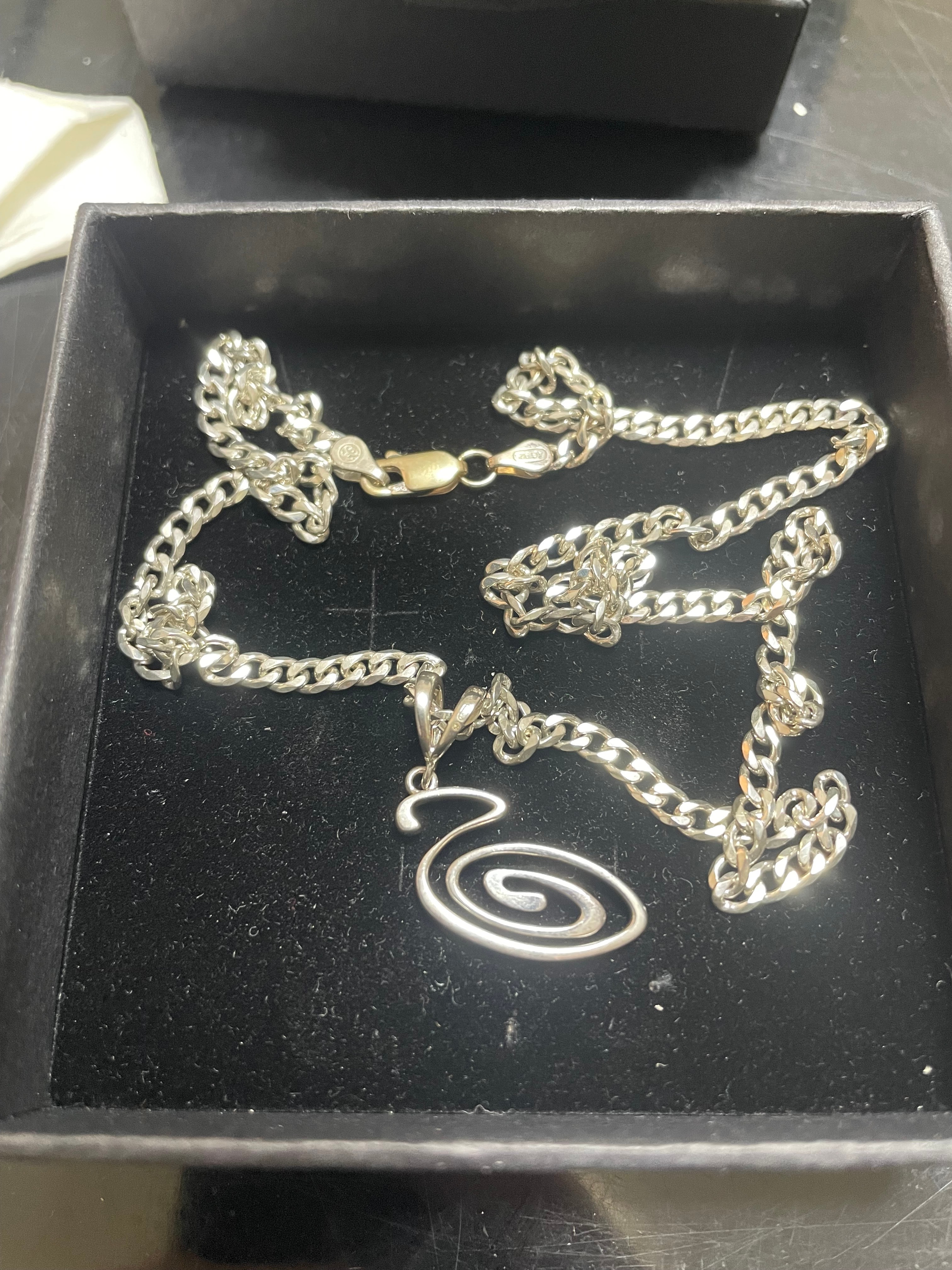 Stussy Spring 24 Jewelry Swirly S Chain Necklace "Sterling Silver"