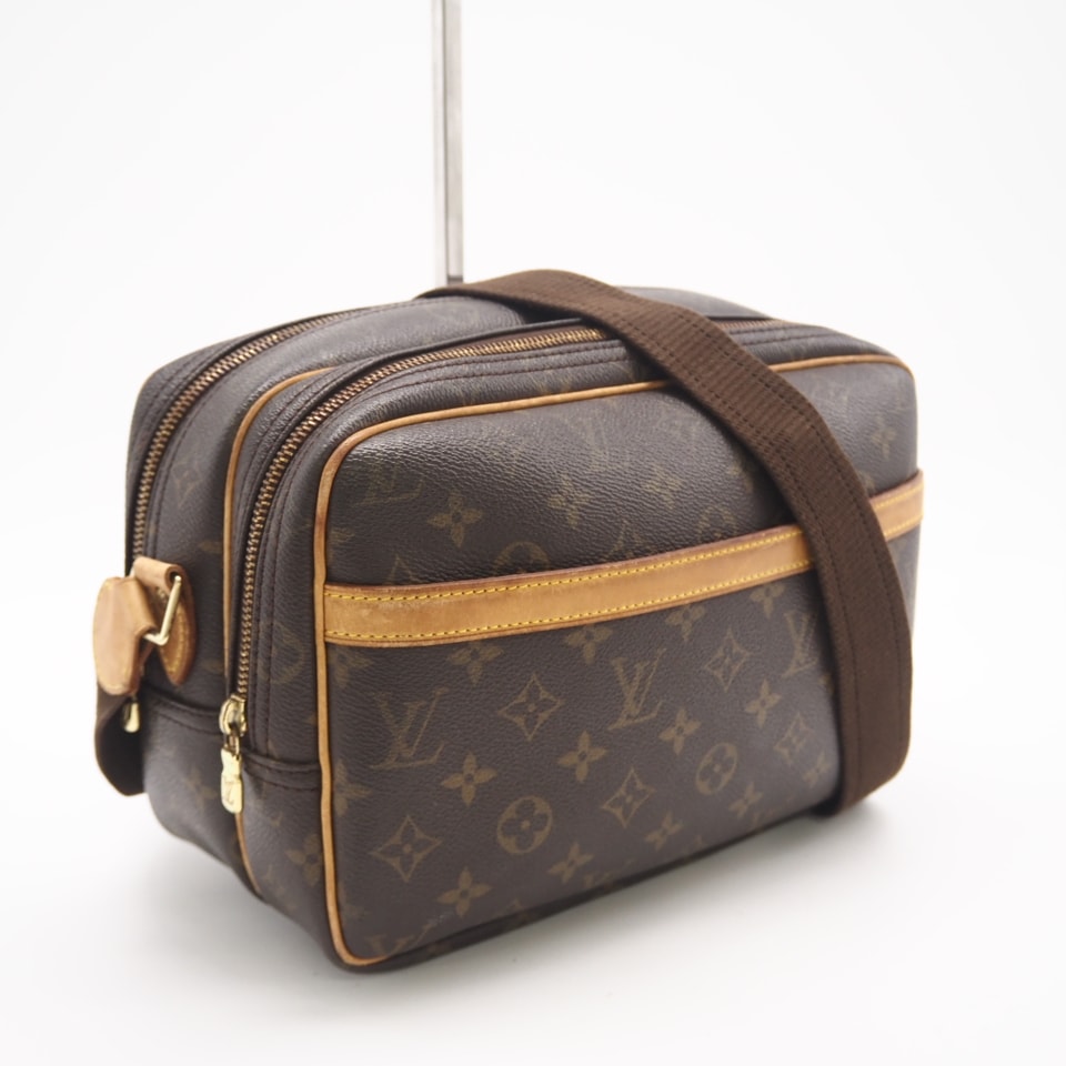 LOUIS VUITTON ルイ・ヴィトン モノグラム リポーターPM M45254 ショルダーバッグ ブラウン コーティングキャンバス レザー メンズ