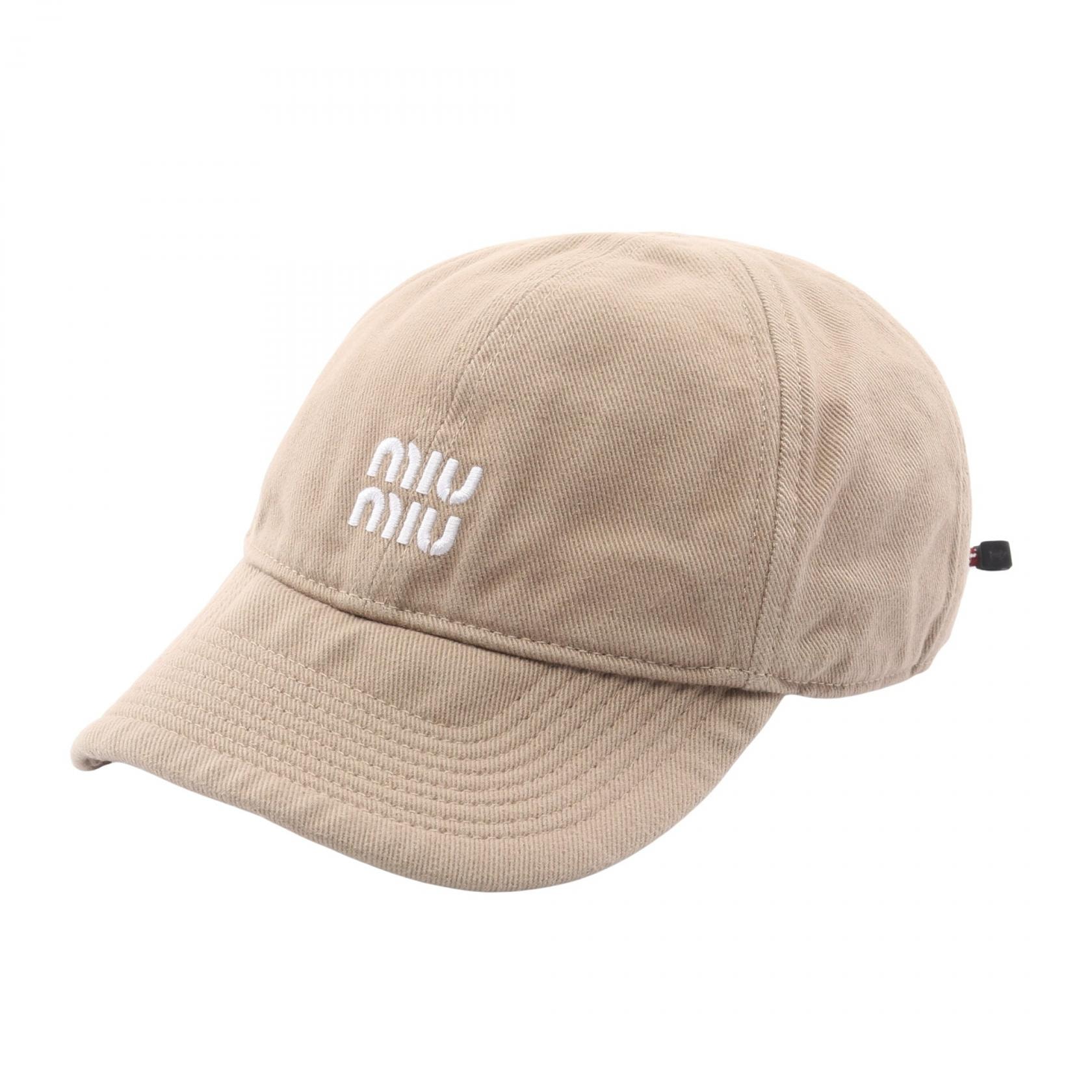 ミュウ ミュウ Miu Miu デニム ベースボール キャップ 帽子 コットン レディース ベージュ系 5HC3692CR1F0D2X 【新品】