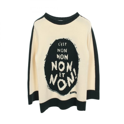 ディオール Dior J'ADIOR8 NON NON NON ET NON! ニット 衣料品 トップス ウール カシミヤ レディース アイボリー系 / グリーン系 854S19AM019 【中古】