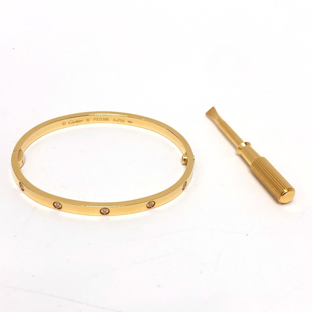 カルティエ CARTIER ラブブレス スモール ラブブレススモール 新型 10P フルダイヤ ダイヤモンド バングル アクセサリー ジュエリー ブレスレット K18YG ゴールド