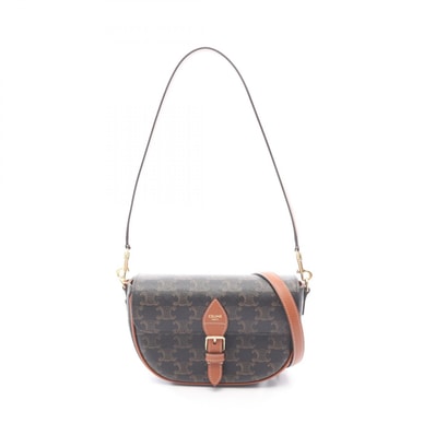 セリーヌ CELINE フォルコ トリオンフ 2WAY ショルダーバッグ バッグ PVCコーティングキャンバス レザー レディース ブラック系 / ブラウン系 122652GTL04LU 【新品】