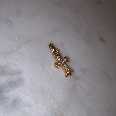 Chrome Hearts 22K CH Cross Baby Fat Charm with Pave Diamond "Yellow Gold"