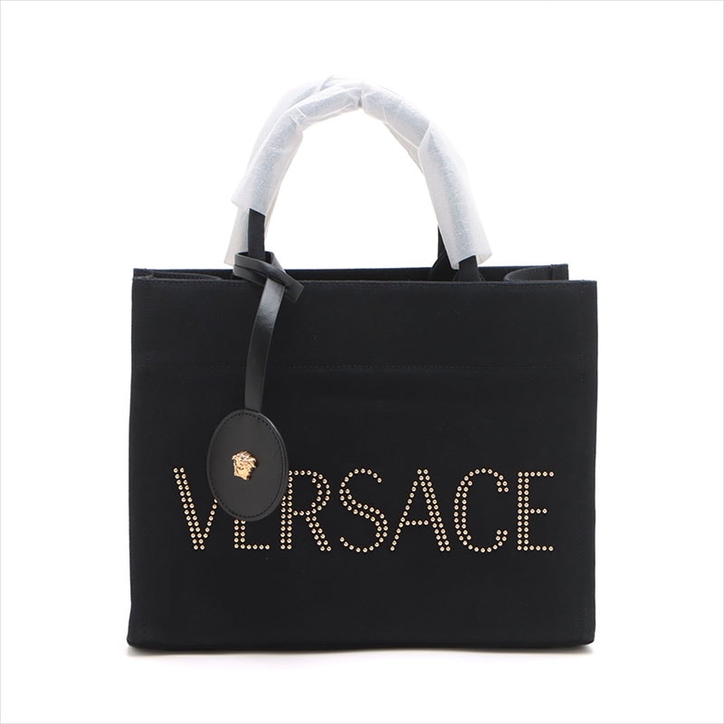 ヴェルサーチ VERSACE ロゴ キャンバス 2WAY ハンドバッグ【中古】