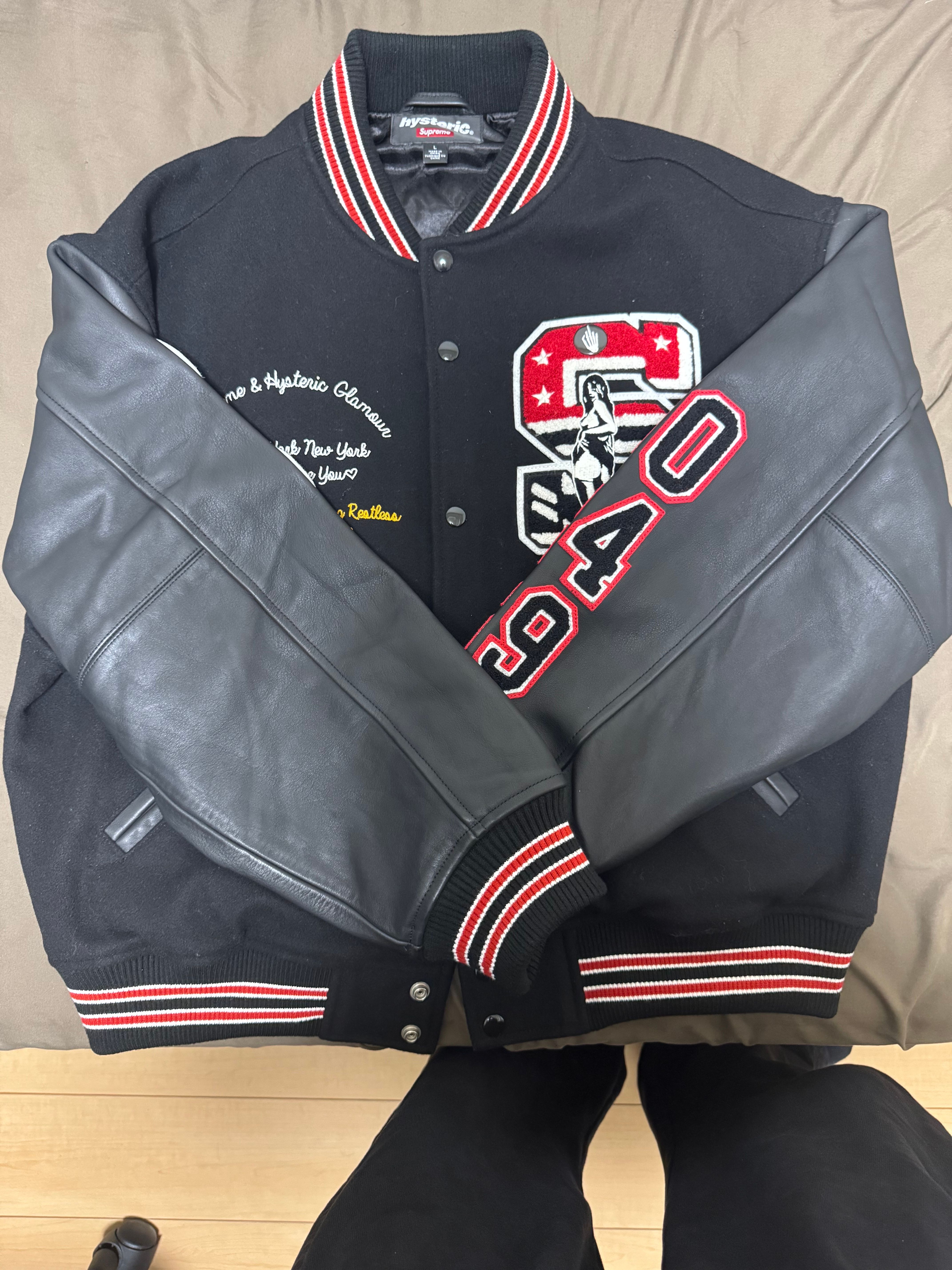 Supreme x HYSTERIC GLAMOUR Varsity Jacket "Black"