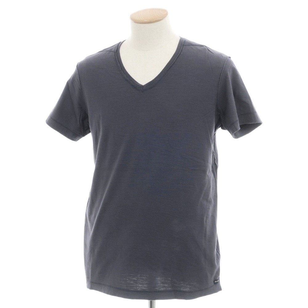 【中古】ディーゼル DIESEL コットン Vネック 半袖Tシャツ ネイビーグレー【サイズS】【メンズ】