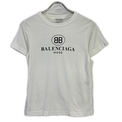 バレンシアガ 18年 556110 ホワイト ロゴ Tシャツ S