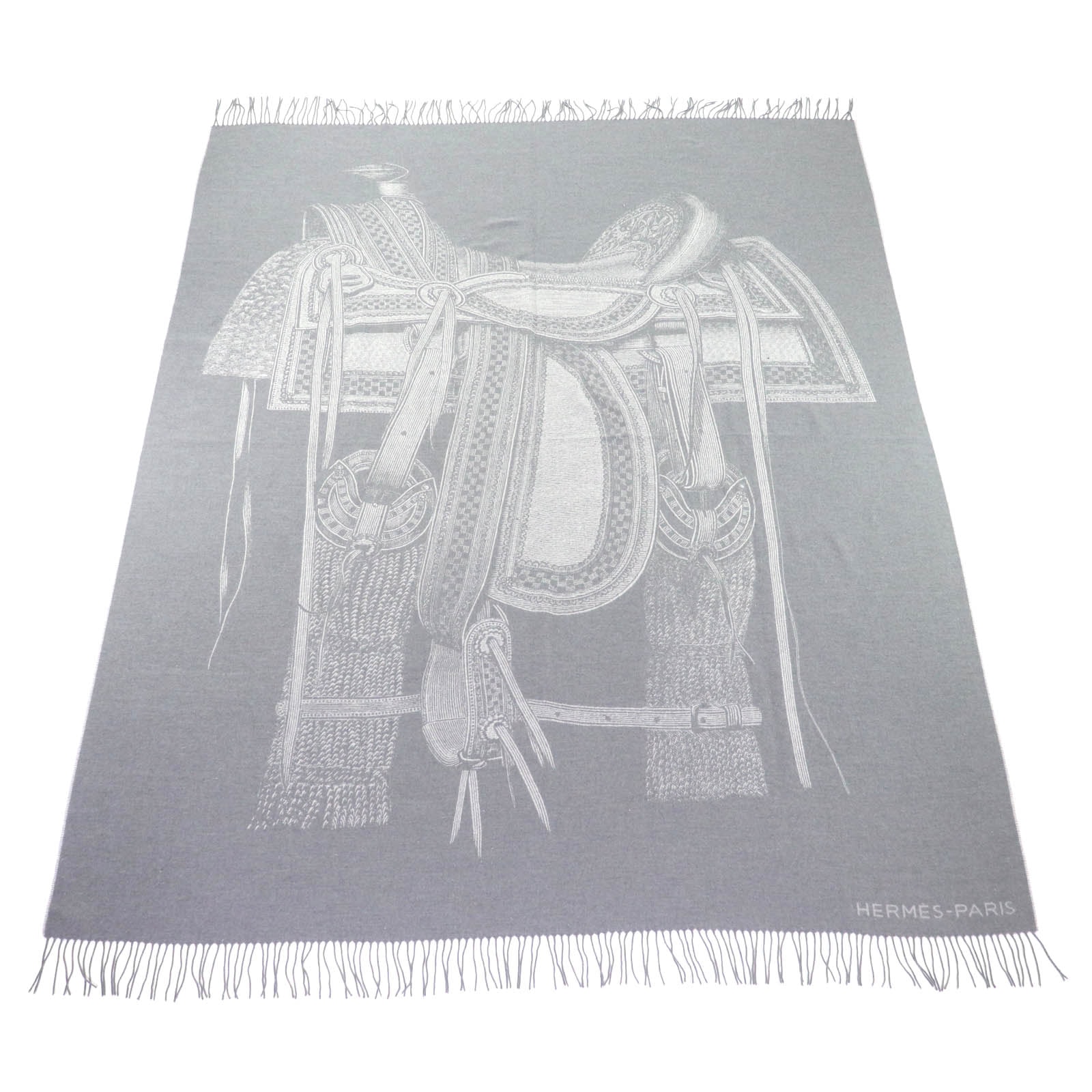 美品 エルメス Plaid selle far west 大判 ブランケット