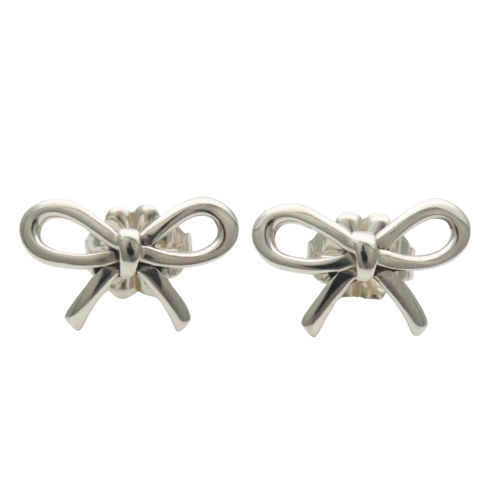 【中古】 ティファニー ピアス リボン ボウ シルバー925 約1.4g シルバー シンプル 可愛い アクセサリー レディース 女性 TIFFANY&Co.