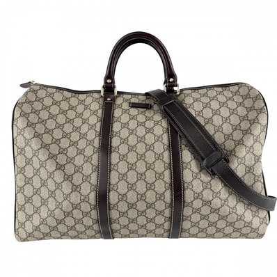 GUCCI グッチ ボストンバッグ ハンドバッグ ショルダーバッグ 肩掛け 斜め掛け トラベルバッグ メンズ レディース 2WAY 206501 GGスプリームキャンバス レザー ブラウン 茶 ゴールド金具 ユニセックス【中古品】