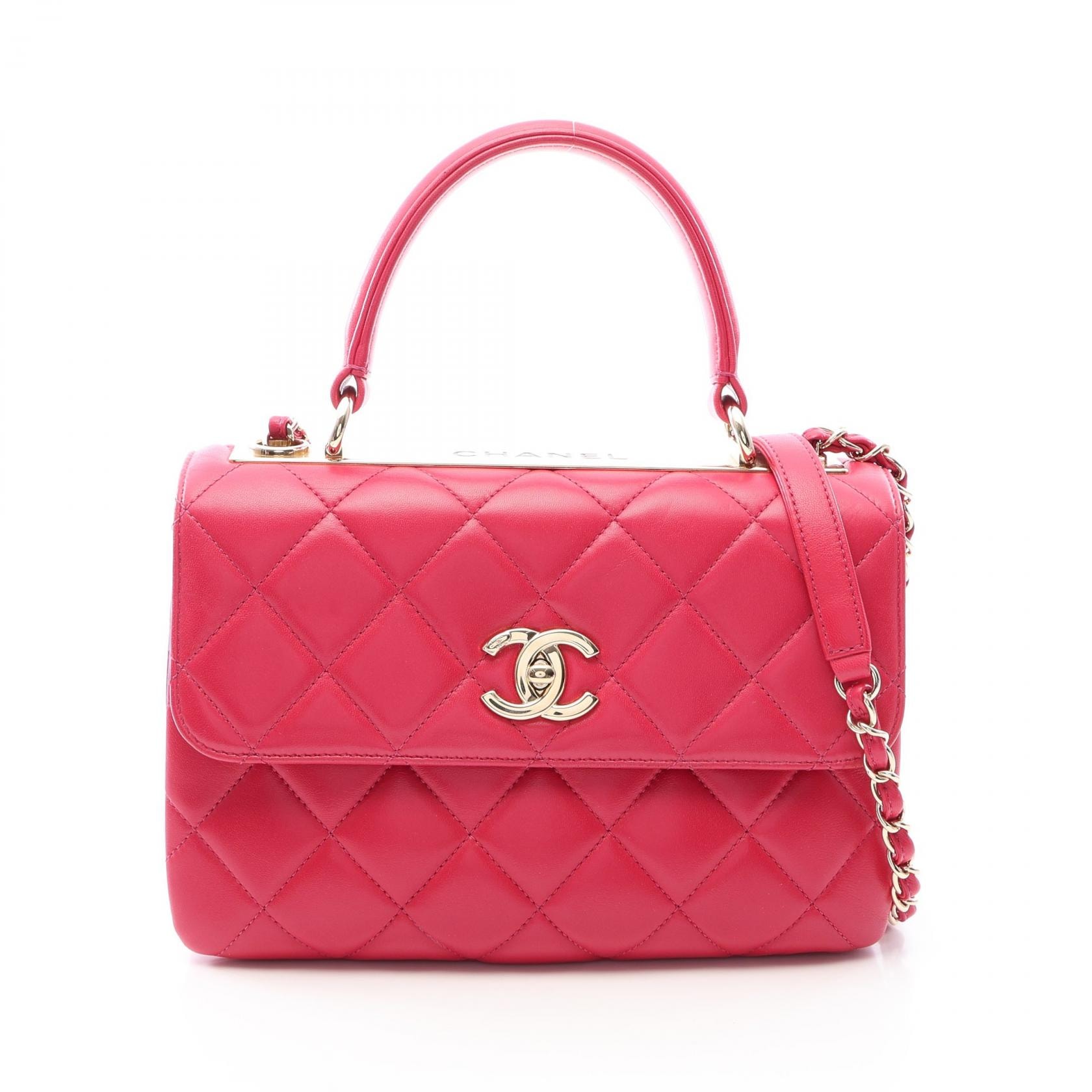 シャネル CHANEL トレンディCC ショルダーバッグ スモール トップハンドル フラップ 2WAY ショルダーバッグ バッグ ラムスキン(羊革) レディース ピンク系 【中古】