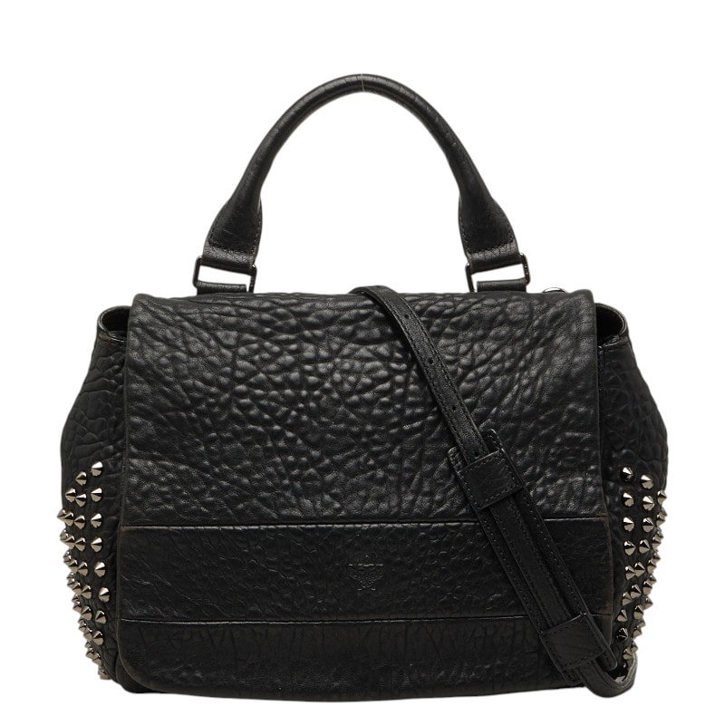 エム シー エム スタッズ ハンドバッグ ショルダーバッグ 2WAY ブラック レザー レディース MCM 【中古】
