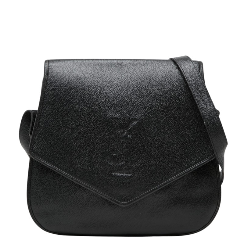 サンローラン YSLロゴ 斜め掛け ショルダーバッグ ブラック レザー レディース SAINT LAURENT 中古